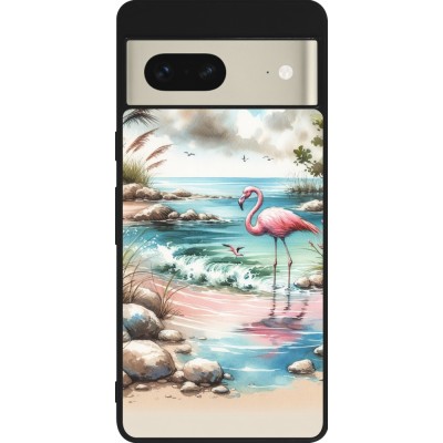 Google Pixel 7 Case Hülle - Silikon schwarz Flamingo Aquarell