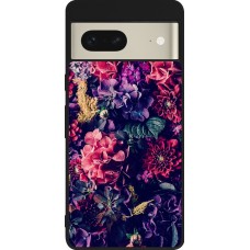 Google Pixel 7 Case Hülle - Silikon schwarz Flowers Dark