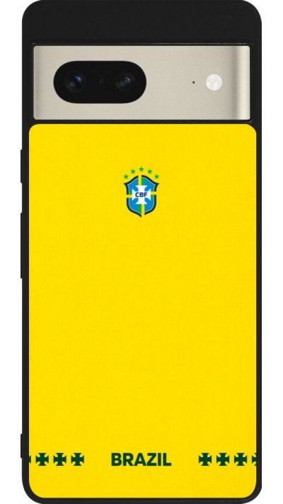 Google Pixel 7 Case Hülle - Silikon schwarz Brasilien 2026 personalisierbares Fussballtrikot