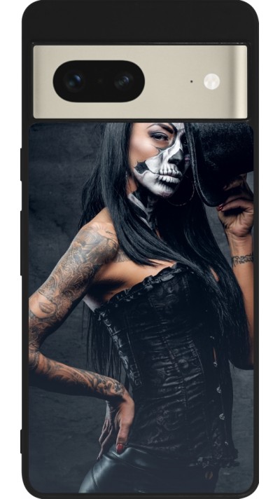 Google Pixel 7 Case Hülle - Silikon schwarz Halloween 22 Tattooed Girl Google Pixel 7 Case Hülle - Silikon schwarz Halloween 22 Tattooed Girl