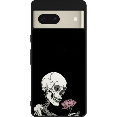 Google Pixel 7 Case Hülle - Silikon schwarz Halloween 2023 rose and skeleton
