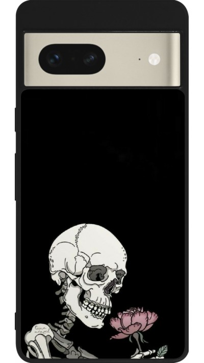 Google Pixel 7 Case Hülle - Silikon schwarz Halloween 2023 rose and skeleton Google Pixel 7 Case Hülle - Silikon schwarz Halloween 2023 rose and skeleton