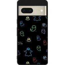 Google Pixel 7 Case Hülle - Silikon schwarz Halloween 2024 colorful ghosts