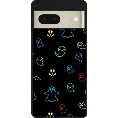 Google Pixel 7 Case Hülle - Silikon schwarz Halloween 2024 colorful ghosts