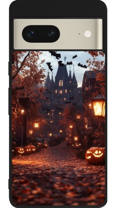 Coque Google Pixel 7 - Silicone rigide noir Halloween 2025 Haunted house