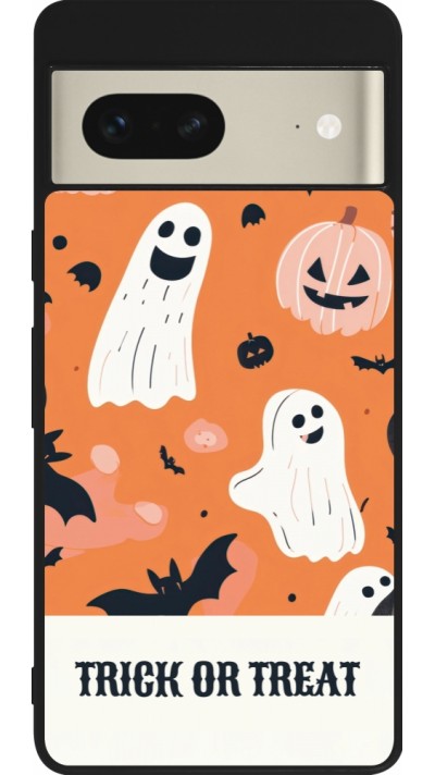 Coque Google Pixel 7 - Silicone rigide noir Halloween 2025 Trick treat