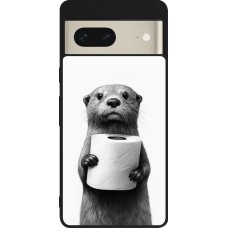 Google Pixel 7 Case Hülle - Silikon schwarz Otter Toilettenpapier