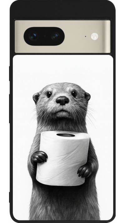 Google Pixel 7 Case Hülle - Silikon schwarz Otter Toilettenpapier Google Pixel 7 Case Hülle - Silikon schwarz Otter Toilettenpapier