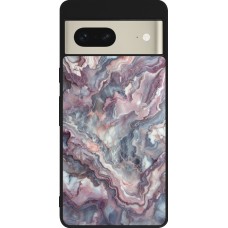 Google Pixel 7 Case Hülle - Silikon schwarz Violetter silberner Marmor