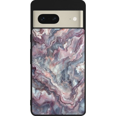 Google Pixel 7 Case Hülle - Silikon schwarz Violetter silberner Marmor