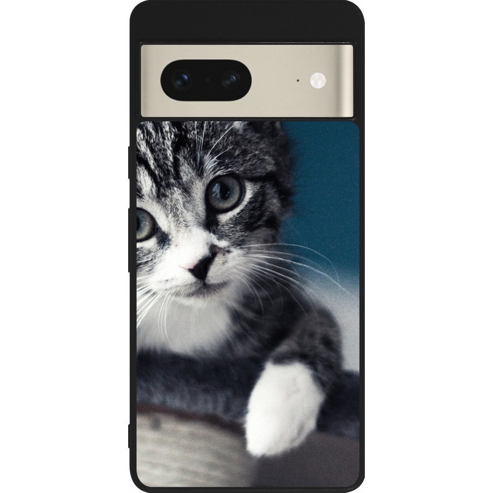 Google Pixel 7 Case Hülle - Silikon schwarz Meow 23