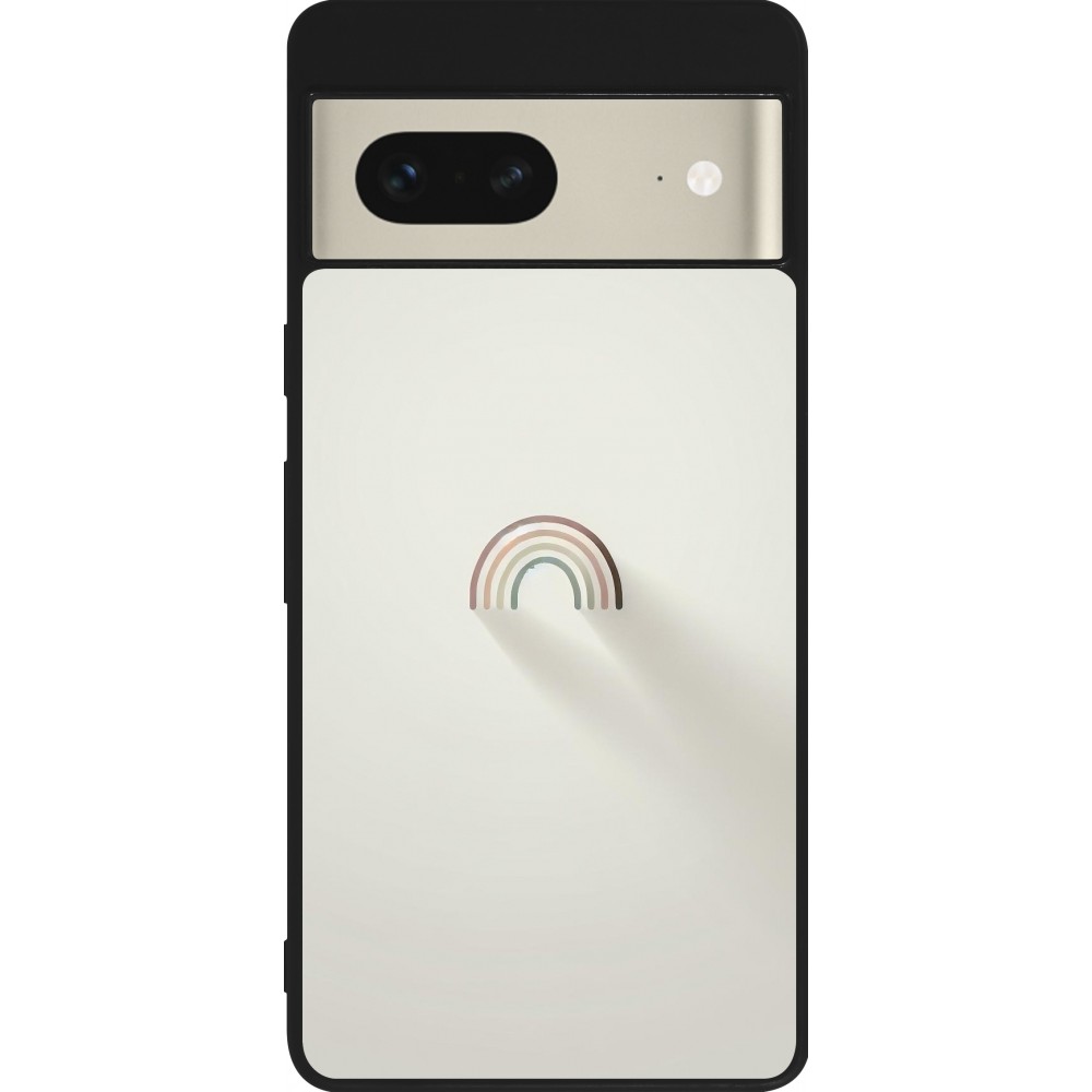 Google Pixel 7 Case Hülle - Silikon schwarz Mini Regenbogen Minimal