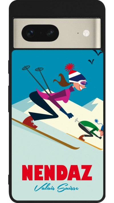 Google Pixel 7 Case Hülle - Silikon schwarz Nendaz Ski Downhill