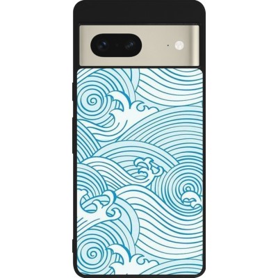 Google Pixel 7 Case Hülle - Silikon schwarz Ocean Waves
