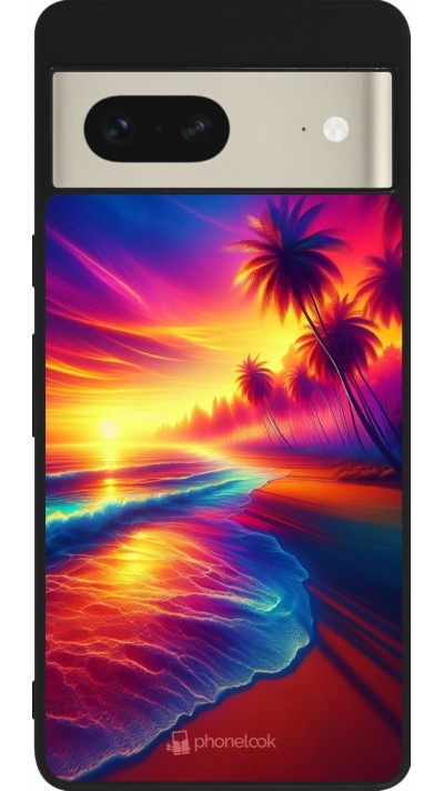 Google Pixel 7 Case Hülle - Silikon schwarz Strand Sonnenuntergang auffällig Google Pixel 7 Case Hülle - Silikon schwarz Strand Sonnenuntergang auffällig