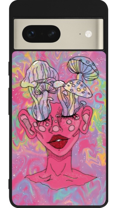 Google Pixel 7 Case Hülle - Silikon schwarz Psychedelic pink mushroom Google Pixel 7 Case Hülle - Silikon schwarz Psychedelic pink mushroom
