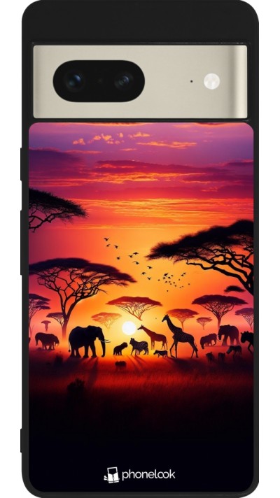 Google Pixel 7 Case Hülle - Silikon schwarz Safari Sonnenuntergang Wildtiere Google Pixel 7 Case Hülle - Silikon schwarz Safari Sonnenuntergang Wildtiere
