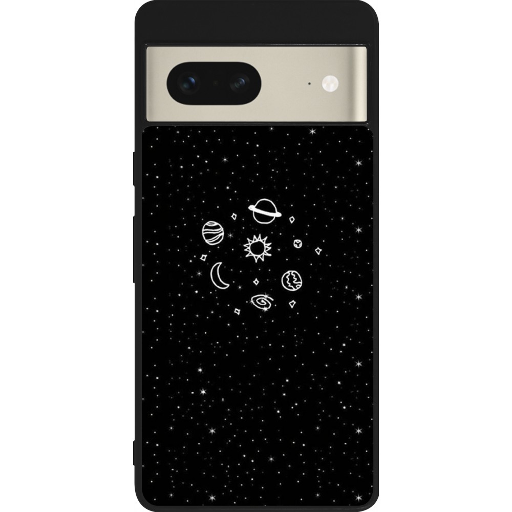 Google Pixel 7 Case Hülle - Silikon schwarz Space Doodle