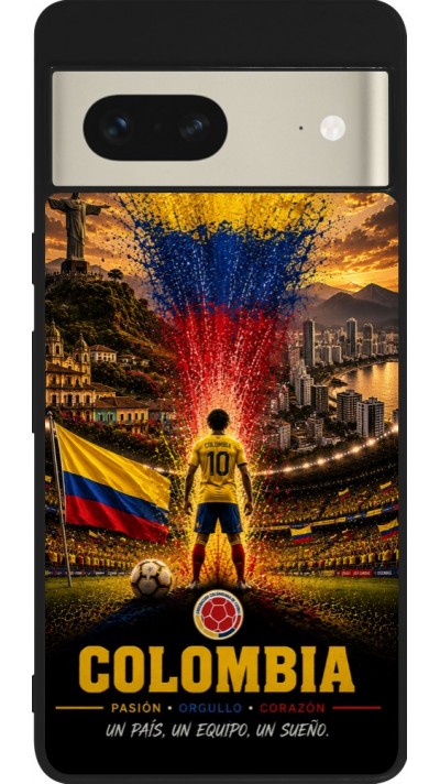 Google Pixel 7 Case Hülle - Silikon schwarz Fussball Kolumbien splash 2026