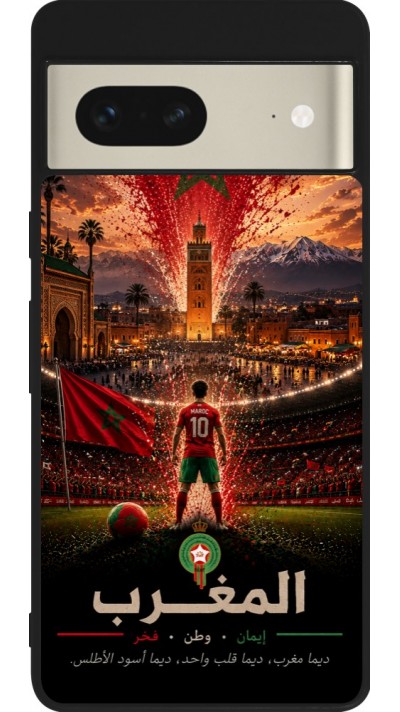 Google Pixel 7 Case Hülle - Silikon schwarz Fussball Marokko splash 2026