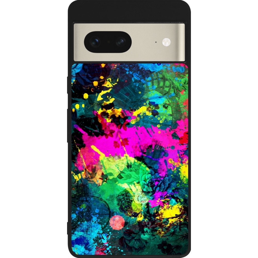 Google Pixel 7 Case Hülle - Silikon schwarz Splash paint