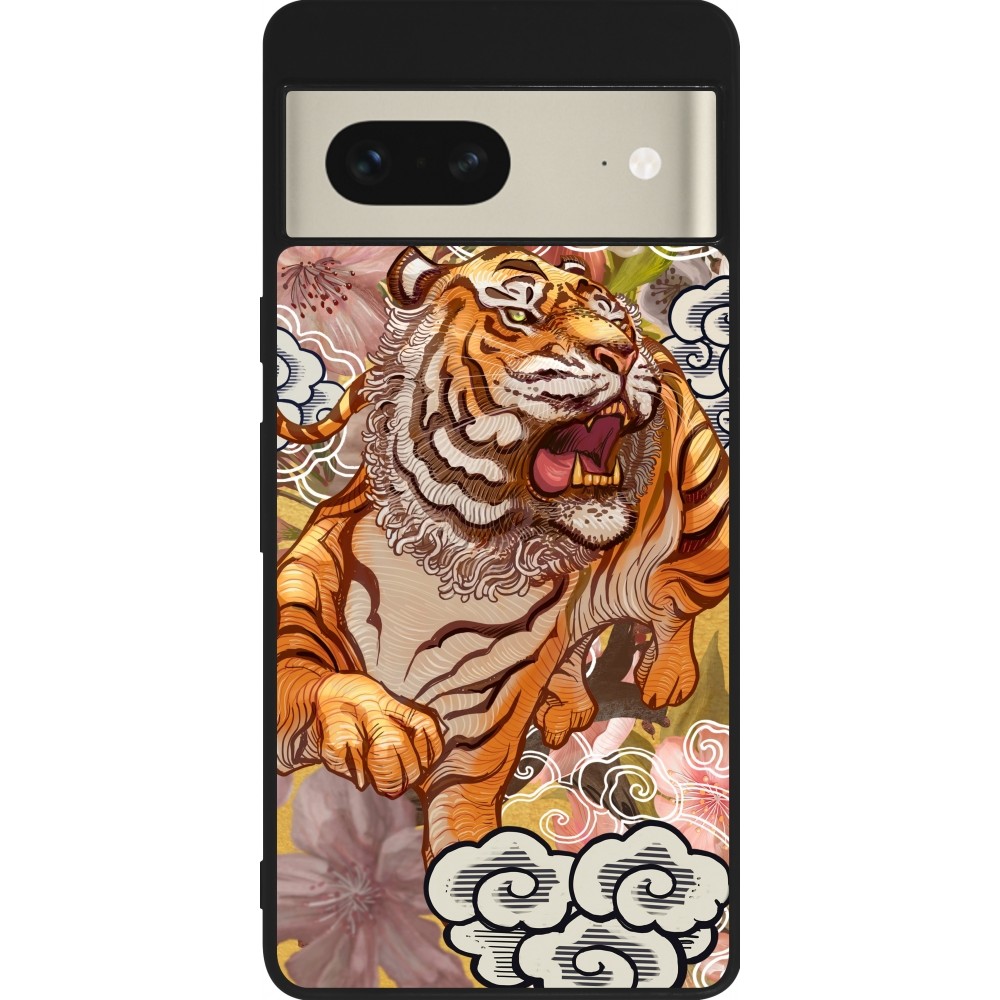 Google Pixel 7 Case Hülle - Silikon schwarz Spring 23 japanese tiger
