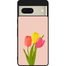 Google Pixel 7 Case Hülle - Silikon schwarz Spring 23 tulip trio