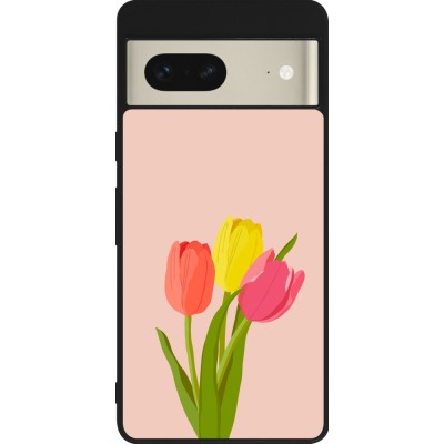 Google Pixel 7 Case Hülle - Silikon schwarz Spring 23 tulip trio