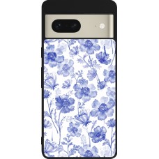 Google Pixel 7 Case Hülle - Silikon schwarz Spring 23 watercolor blue flowers