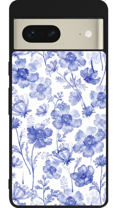 Google Pixel 7 Case Hülle - Silikon schwarz Spring 23 watercolor blue flowers Google Pixel 7 Case Hülle - Silikon schwarz Spring 23 watercolor blue flowers