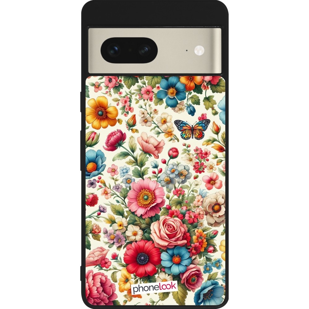 Google Pixel 7 Case Hülle - Silikon schwarz Spring 25 fruehling bluetend