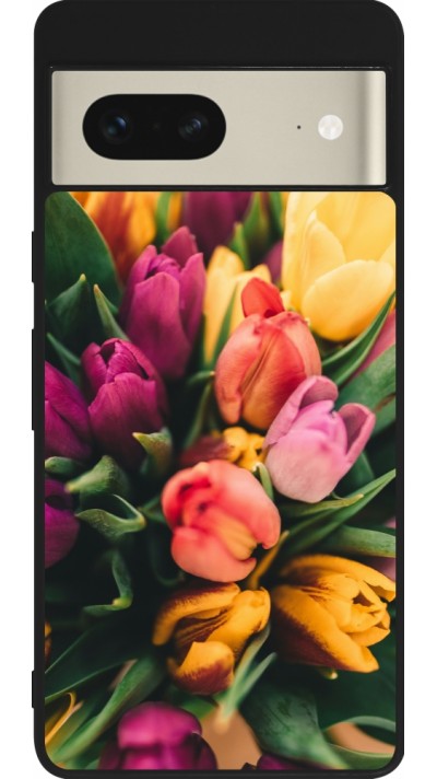 Google Pixel 7 Case Hülle - Silikon schwarz Bouquet of tulips 2026