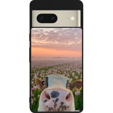 Google Pixel 7 Case Hülle - Silikon schwarz Cow with tulips 2026