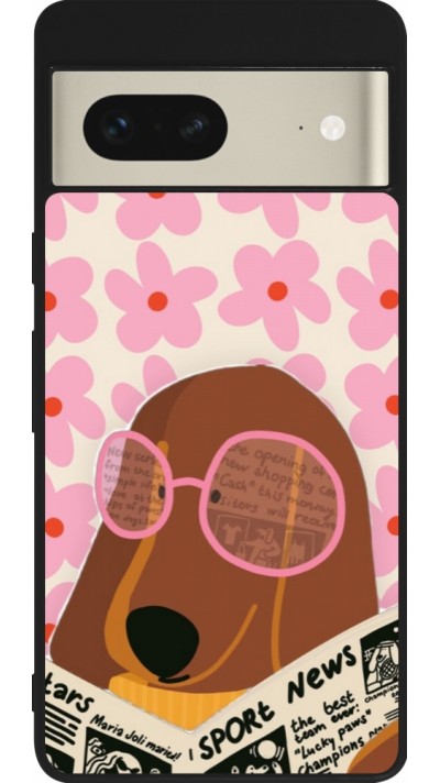 Google Pixel 7 Case Hülle - Silikon schwarz Dog with newspaper 2026