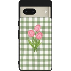 Google Pixel 7 Case Hülle - Silikon schwarz Green vichy tulips 2026