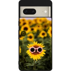 Google Pixel 7 Case Hülle - Silikon schwarz Sunflower with glasses 2026