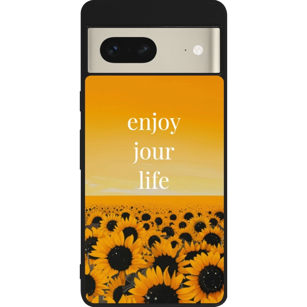 Google Pixel 7 Case Hülle - Silikon schwarz Summer 2025 Enjoy your life
