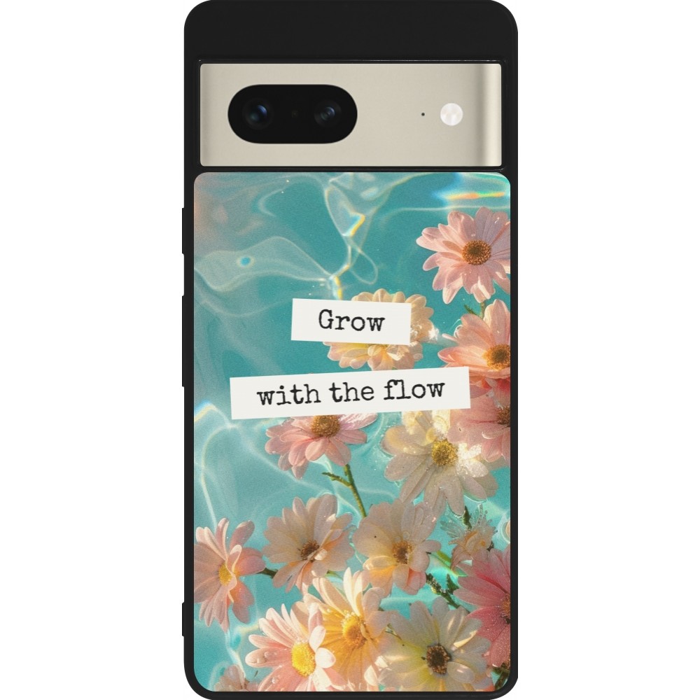 Google Pixel 7 Case Hülle - Silikon schwarz Summer 2025 Grow with the flow