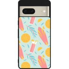 Google Pixel 7 Case Hülle - Silikon schwarz Summer 2025 Pattern citron