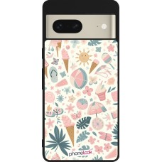 Google Pixel 7 Case Hülle - Silikon schwarz Sommer Pink Muster