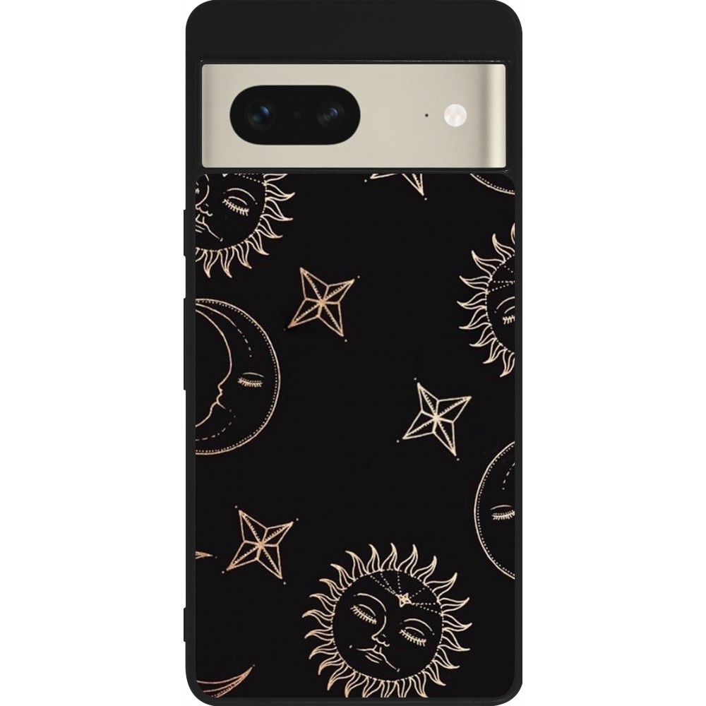 Google Pixel 7 Case Hülle - Silikon schwarz Suns and Moons