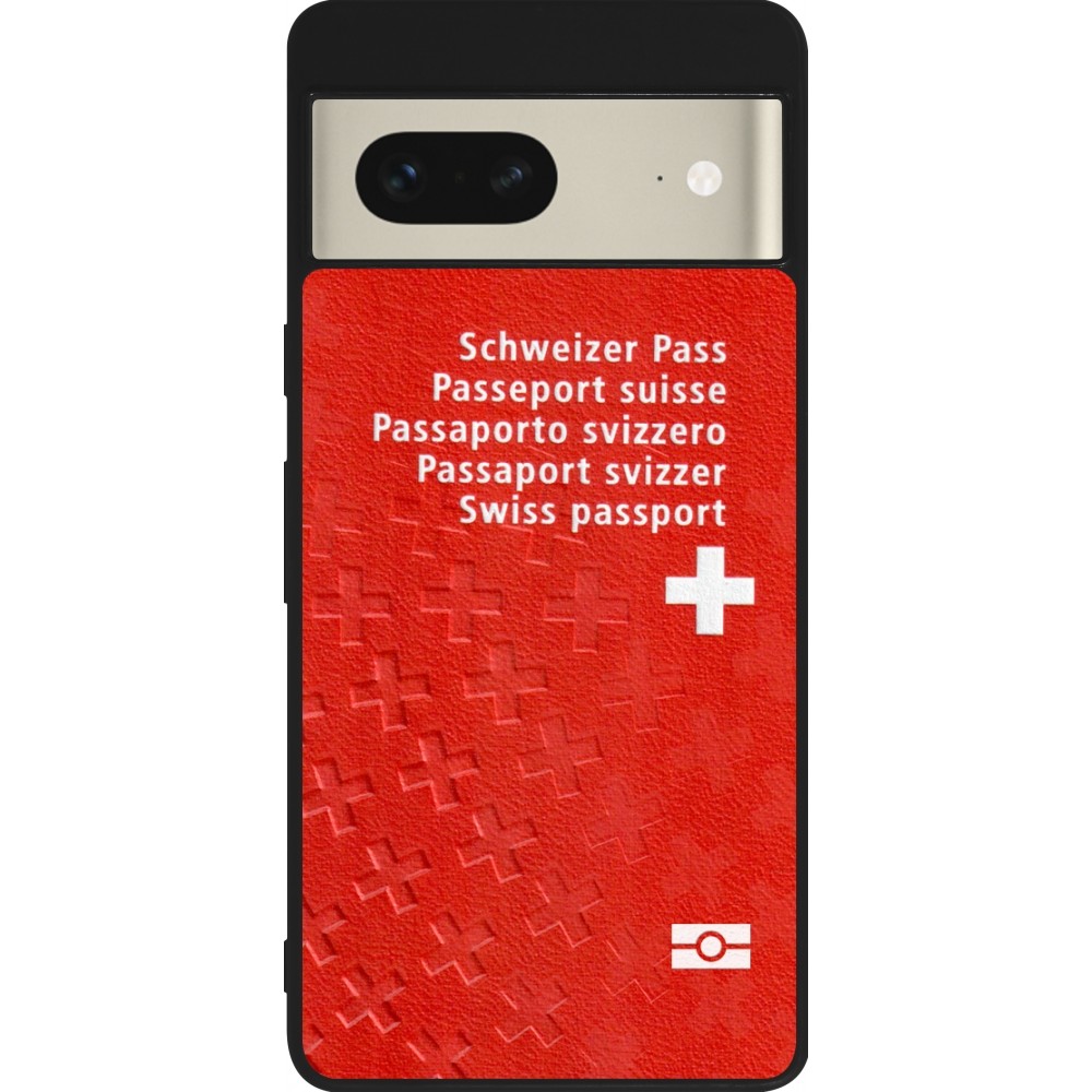 Google Pixel 7 Case Hülle - Silikon schwarz Swiss Passport