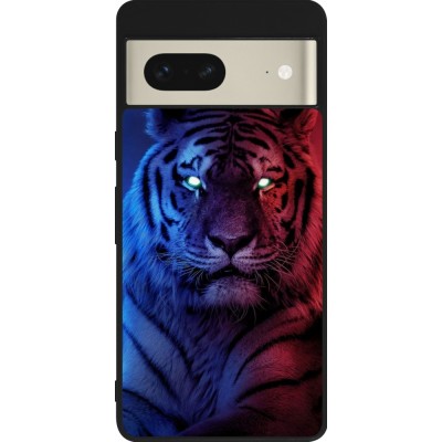 Google Pixel 7 Case Hülle - Silikon schwarz Tiger Blue Red