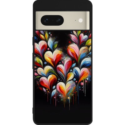 Google Pixel 7 Case Hülle - Silikon schwarz Valentin 2024 Schwarzes Herz Abstrakt