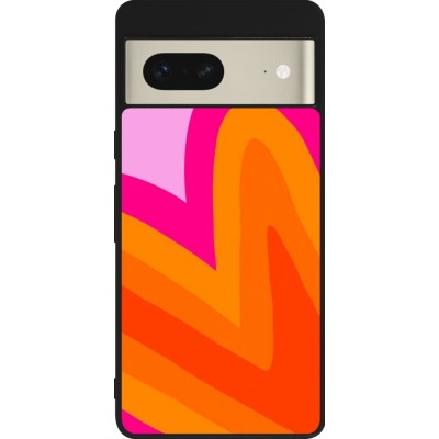 Google Pixel 7 Case Hülle - Silikon schwarz Valentine 2024 heart gradient
