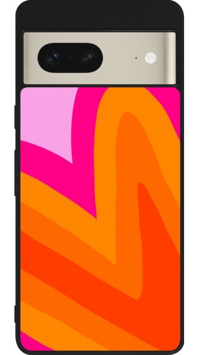 Google Pixel 7 Case Hülle - Silikon schwarz Valentine 2024 heart gradient