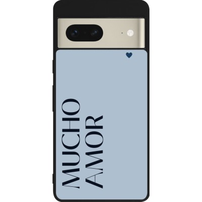 Google Pixel 7 Case Hülle - Silikon schwarz Valentine 2024 mucho amor azul