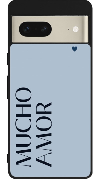 Google Pixel 7 Case Hülle - Silikon schwarz Valentine 2024 mucho amor azul