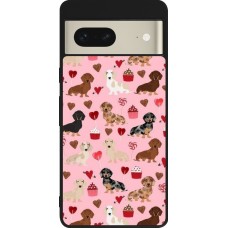 Google Pixel 7 Case Hülle - Silikon schwarz Valentine 2024 puppy love