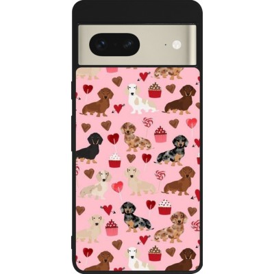 Google Pixel 7 Case Hülle - Silikon schwarz Valentine 2024 puppy love
